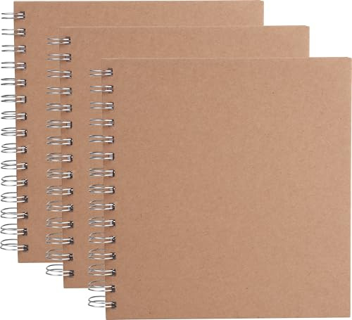 VBS 3er Pack Album KRAFTPAPIER mit weißen Seiten DIY, Scrapbook, Gestalten, Bilder, Einkleben, Sammelalbum, Papier Ringbuch-Album, 20x20 cm