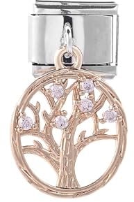 M&S Engagement Rose Gold Silver Bee ButtefflyBaby Owl Dog Stainless Steel 9mm Italian Link Charm Compatible With Nomination Bracelet (Family Tree Of Life)