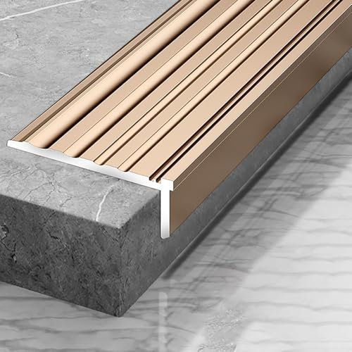 YCBTPS Aluminium Stair Nosing Stair Edging 2in Wide, L-Shaped Metal Step Edging Trim Bar Help Elderly, Children To Walk The Stairs Safely(Gunmetal)
