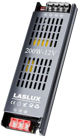Alimentatore LED 12V 16.7A 200W, Dimmer Trasformatore Universale AC 220V a DC 12V, Professionale per Strisce e Luce a Bassa Tensione, Lampade (12V, 200 Watt)