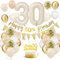 30. Geburtstag Deko Beige - Luftballon Deko für Damen Frauen, Beige Weiß Gold Luftballons mit Banner und Tortendeko für Dekoration