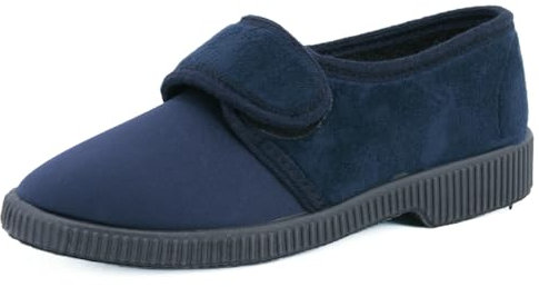 JOMIX Chaussons Femme Diabétiques avec Scratch Pantoufles Orthopédiques Confortables pour Femme ITD2447 (Marine, 40 EU)