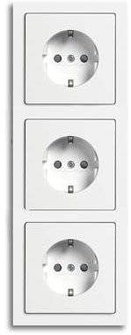 Busch-Jaeger future® linear Komplett-Set: 3x 20 EUCKS-84 SCHUKO Schutzkontakt-Steckdose mit erhöhtem Berührungsschutz (Safety +) + 1723-84K Abdeckrahmen 3-fach, studioweiß