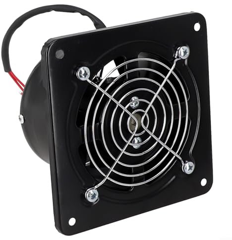 PETSTIBLE Leistungsstarker Abluftventilator Aus Edelstahl Für Die Küche,Metall Abluftventilator, Lüftungsventilator Für Zuhause Küche Badezimmer Garage Werkstätten, 100-110mm Öffnung Schwarz