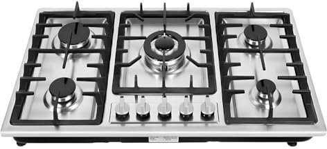 Plaque de Cuisson Gaz 5 Feux, Cuisinière à gaz en avec protection automatique contre les flammes,Gaz naturel ou propanePour Cuisine commerciale à la maison ou au restaurant