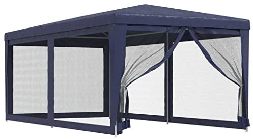 Küchenzelt Pavillon Weidezelt Pavillons - Partyzelt mit 6 Mesh-Seitenwänden Blau 3x6 m HDPE für Terrasse Festival Garten Party