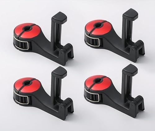 ZBTYFGV 4 PackS Car Hooks for Suzuki SX4 | Typ EY/GY | Bj. 2009-2014,Headrest Bracket Car Hook,360°Swivel Car Hooks,Car Back Seat Hook,Headrest Bracket,Red-3