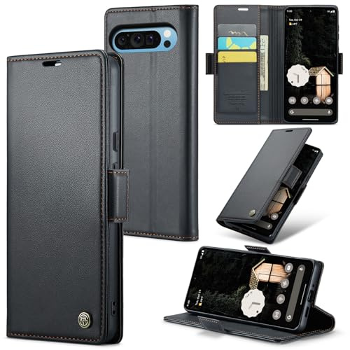 Rerzoiro Cover per Google Pixel 9 Pro XL Custodia Portafoglio [Blocco RFID] Premium Pelle PU Wallet Case Flip Libro con Porta Carte Slot Supporto Flip Case per Google Pixel 9 Pro XL, Nero