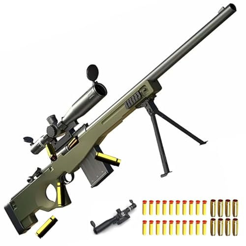 AWM Sniper Gewehr Super Langstreckenschießen Spielzeugpistole Soft Bullet Manueller Magazinauswurf Verstellbare Lupe 43in geeignet für Spiele im Freien Kinder über 6 Jahre