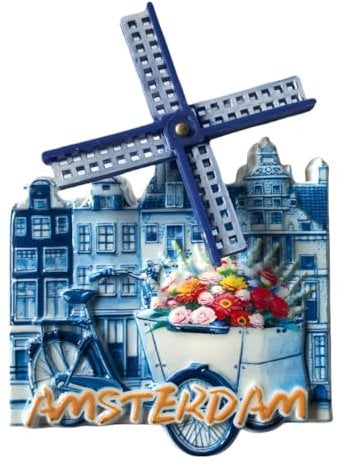Amsterdam Holland 3D Windmill Fridge Magnet Souvenir Gift,Resin Handmade Amsterdam Refrigerator Magnet Home & Kitchen Decoration Collection