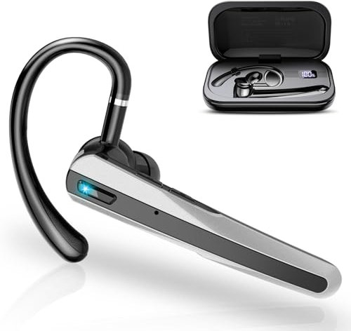 SKIUDCT Bluetooth Headset V5.3 120Hrs Talk Wireless Headset with Dual ENC Noise Canceling Mic Mute, Hands Free Bluetooth Earpiece, Headphones for Business/Office/Driving, iOS Android, Black