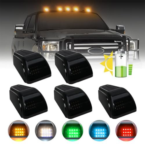 Ainiupi Solarbetriebene Fahrerhaus-Lichter, 2025 Neue solarbetriebene Fahrerhaus-Lichter für LKW, IP68 wasserdicht, ohne Bohren, kabellose Dachmarkierung, Vibrationssensor, Markierungsleuchten