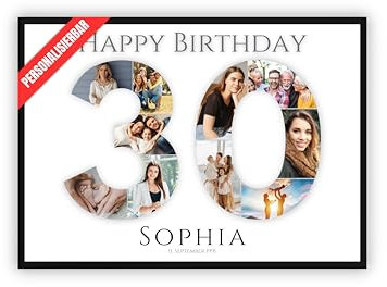 dockyardos® Foto Collage zum 30. Geburtstag | Kreativ verschenken für Mädchen und Junge | Beste Freundin | Bester Freund | Geschenkidee | Geschenk für Frau und Mann