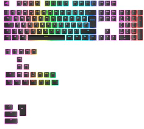 Glorious Gaming – GPBT Aura RGB-tangenter: Genomskinliga doubleshot-tangenter i PBT, passar mekaniska tangentbord i 100%,75%,65% och 60% storlek, ANSI/ISO, Windows/macOS – Brittisk QWERTY-layout