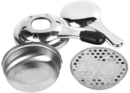 Kleiner Fonduetopf in Silber aus Edelstahl für Campingkocher