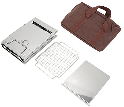 Estufa de leña para Acampar, Plegable, de Acero Inoxidable, Mini Barbacoa para Exteriores
