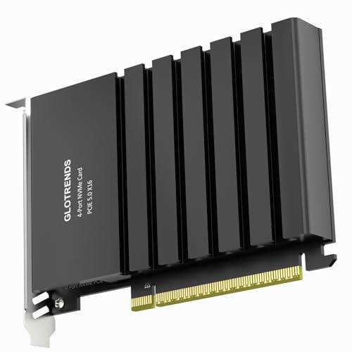 GLOTRENDS PA54 Quad Adattatore M.2 NVMe a PCIe 5.0 X16, fino a 512 Gbps per la funzione RAID della piattaforma AMD e Intel, supporta dimensioni 2280/2230(PCIe Bifurcation Motherboard is Required)