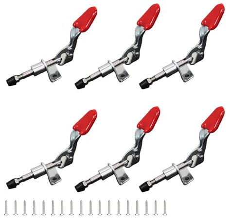 6 tenditori per leva al ginocchio, piccoli, a sgancio rapido GH-301-AM, morsetto per manovella antiscivolo, leva di serraggio verticale con viti, serraggio orizzontale Push Pull Toggle Clamp per