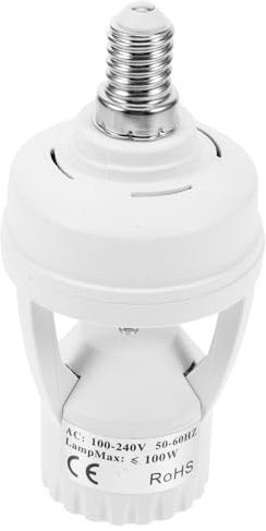 Gatuida Douille d'Ampoule E27 Adaptateur E14 vers E27 Multifonctionnel Détection de Mouvement Installation Facile Éclairage de Couloir 1 Pièce