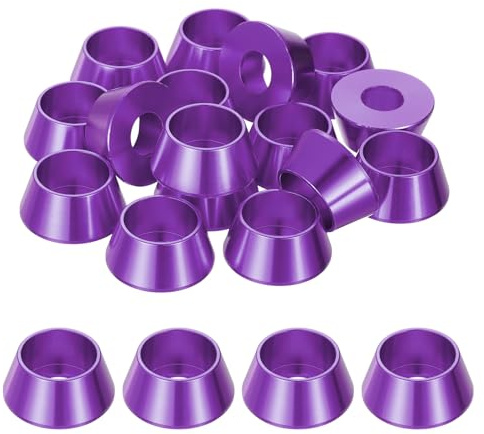 sourcing map Lot de 20 rondelles coniques M8 en aluminium anodisé pour vis RC/FPV/PC/drone/accessoires mécaniques (violet)
