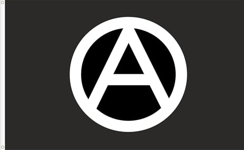 BANDERA ANARQUISTA LOGO SIMPLE (A) CALIDAD RASO PREMIUM TAMAÑO GRANDE 150X90 CM
