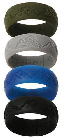 OIDEA Bague Sport Homme en Silicone : Lot de 4 Bagues Respirantes pour Mariage, Fitness et Quotidien - Cadeau Fête des Pères & Saint-Valentin