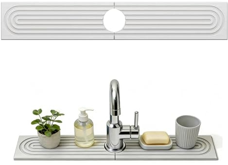 Stone Faucet Mat for Kitchen Sink - Sink Stone Quick Dry Around Faucet Splash Guard Prevent Moisture for Kitchen Bathroom Counter