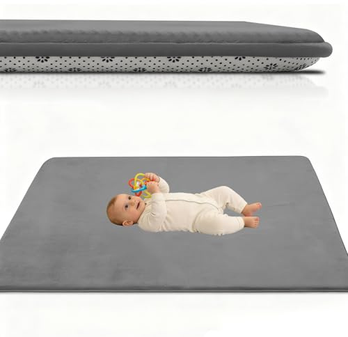 Atemrdsye Spielmatte Baby 50 x 150 cm Dunkelgrau Krabbelteppich Baby, 2.5cm Dicke Krabbelmatte Memory Foam Kinderteppich, Teppich Kinderzimmer, Krabbeldecke Baby Rutschfester Spielteppich Baby