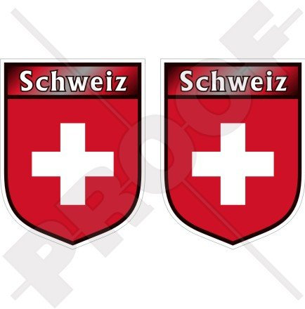 Schweiz-Aufkleber aus Aufkleber Vinyl, Schweizer-Flaggen-Motiv, 75 mm, Autoaufkleber, 2 Stück