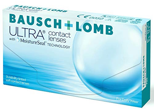 Bausch + Lomb Ultra, sphärische Premium Monatslinsen, Kontaktlinsen weich, 3 Stück BC 8.5 mm / DIA 14.2 / -0.50 Dioptrien