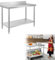 SAILUN® Mesa de trabajo de acero inoxidable con estante inferior extragrande (120 x 60 x 85 cm, con bordes)