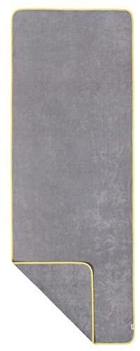 Sowel® Saunahandtuch 220 x 80 cm, 100% Bio-Baumwolle, Strandtuch XXL, Badetuch Groß, Saunatuch, Handtuch, Strand, Sauna, Damen und Herren, Grau/Gelb