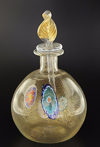 Botella de colección de cristal de Murano Murrina con hoja de oro, fabricada en Italia