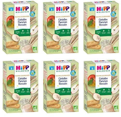 HiPP - Matins Gourmands - Céréales Pommes Biscuits Dès 8 Mois - Boîtes - 6x250g