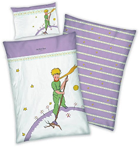 Unbekannt Bettwäsche Der kleine Prinz Le Petit Prince Bezug 100x135cm Kissen 40x60cm Renforcé 100% Baumwolle mit Reißverschluss
