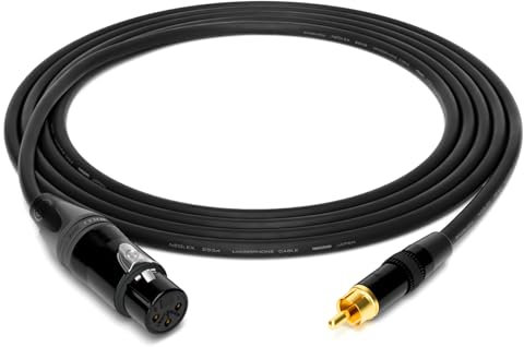 enoaudio Mogami 2534 Quad Professionel Studio Kabel | Neutrik Gold XLR female - Cinch RCA | HiFi, Black, 3,0 m