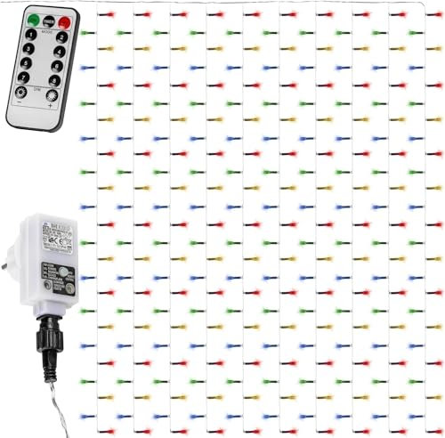 VOLTRONIC LED Lichtervorhang, innen und außen, IP44, Fernbedienung, Größen- und Farbwahl, 3x6 m 600 LEDs, bunt