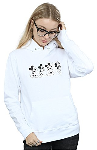 Disney Women's Mickey Mouse Four Emotions Hoodie White Small