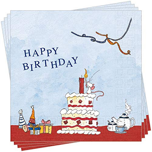 A.H. Schmachtl Gute-Laune-Servietten mit Motiv Tilda Apfelkern - Happy Birthday - 20 Stück 33 x 33 cm - 3lagig - lichtecht - RFS032