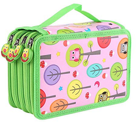 DUBENS Große Kapazität 72 Slots Bleistift-Beutel, Kind Buntstifte Bleistifte Box, Federmäppchen, Farbstifte Box, mäppchen, Federmappe, Pencil case, Schüleretui, Schuletui, Stifte Etui (Rosa)