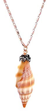 Remi Bijou Ethno Necklace Shell Cauri Cowry Shell White with Rose Gold Chain White