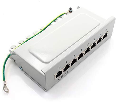 1aTTack.de 367451 Patchpanel CAT5e 8 Port weiß Verteilerfeld LSA+ Anschlusstechnik Netzwerk Verteilung - RJ45 - TIA 568 A/B - weiß