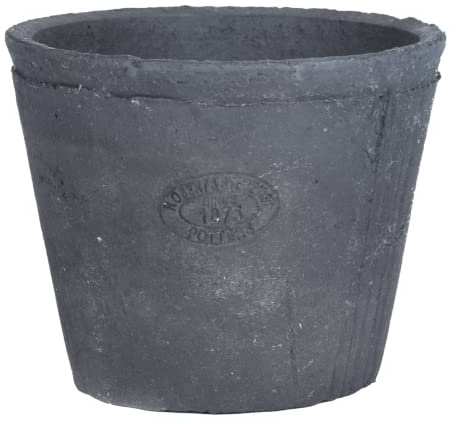 Esschert Design Topf aus Terracotta, rund, Ø 16,3 x 12,6 cm, Blumentopf, Pflanztopf in grau