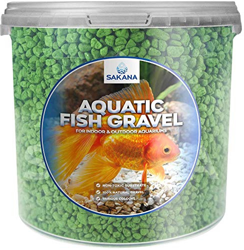 Sakana Green Aquatic Fish Gravel - Premium Substrate Tank Pond Decorative Stones (2.5 Litre Tub)
