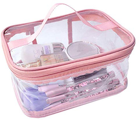 FIYUK Tragbare wasserdichte Aufbewahrungstasche für Make-up und Kosmetik 22 x 17 x 10 cm Rosa