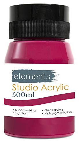 Elements 500ml Acrylic Paint 500 ml Tub - Quick Drying Acrylic Paints with High Pigment and Vibrant Colour Pigment Magenta Deep