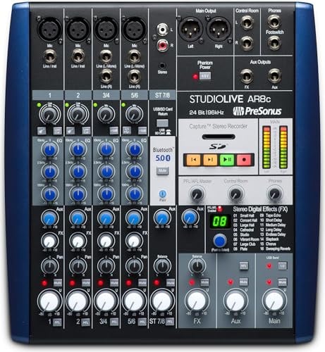PreSonus StudioLive AR8c 8-Kanal USB-C Hybrid Digital/Analog Performance Mixer, ohne Strom
