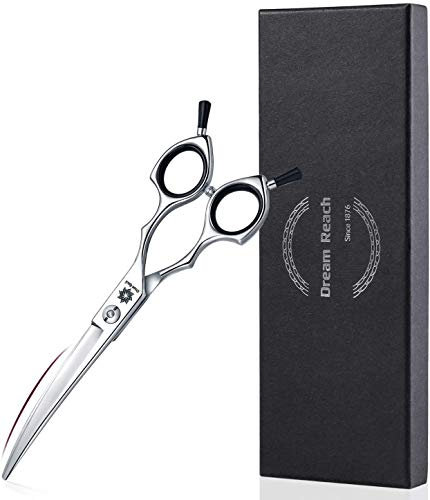 Dream Reach 6,5 Inch Hundeschere Fellschere, Gebogene Hunde Schere mit Geschenbox,440C Edelstahl Fellschere für Hund Katzen Schneiden(Schwarz)