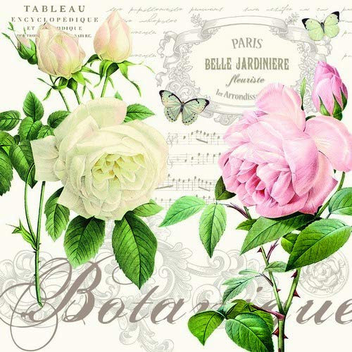 20 Servietten Vintage Rosen rosa weiß | Blumen | Hochzeit 33x33cm