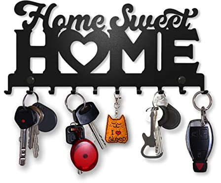 Porte Clef Mural Design, Home Sweet Home Porte Clé Mural, Boite A Clef Decorative, Accroche Clef Mural Original, Range Clef Mural, en Métal, Décoration de Maison, Cuisine, Entrée, Bureau - SirHoldeer